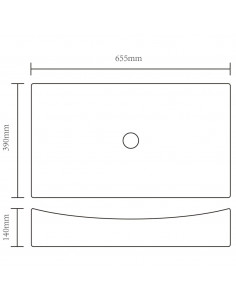 Lavandino da bagno in ceramica nera rettangolare