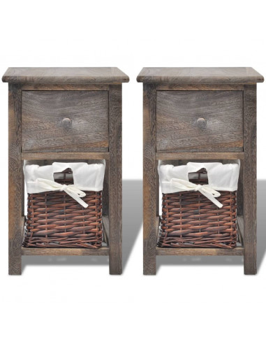 Comodino da Notte Set 2 pz in Legno Marrone