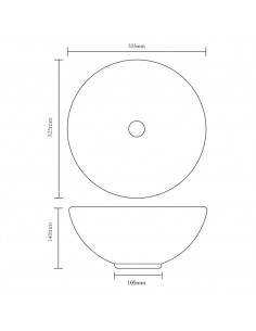 Lavandino da bagno in ceramica nera rotondo