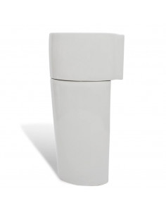 Lavandino in Ceramica Bianca Rotondo Foro Rubinetto/ Trabocco