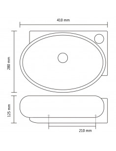 Lavandino in Ceramica Nera Rotondo con Foro Rubinetto/ Trabocco