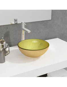 Lavandino in Vetro Temperato 30x12 cm Oro