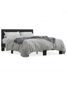 Giroletto Nero 140x190 cm in Legno Multistrato e Metallo 2