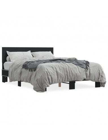 Giroletto Nero 140x190 cm in Legno Multistrato e Metallo