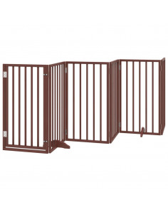 Cancello Cani Porta Pieghevole Marrone 6 Pannelli 300cm Pioppo 2
