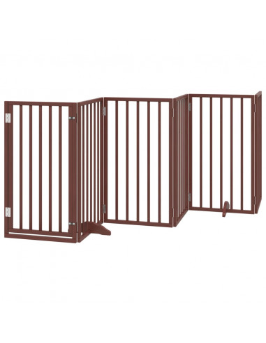 Cancello Cani Porta Pieghevole Marrone 6 Pannelli 300cm Pioppo