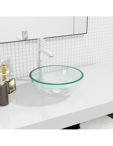 Lavandino in Vetro Temperato 30x12 cm Trasparente
