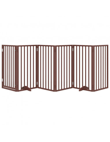 Cancello Cani Porta Pieghevole Marrone 6 Pannelli 300cm Pioppo
