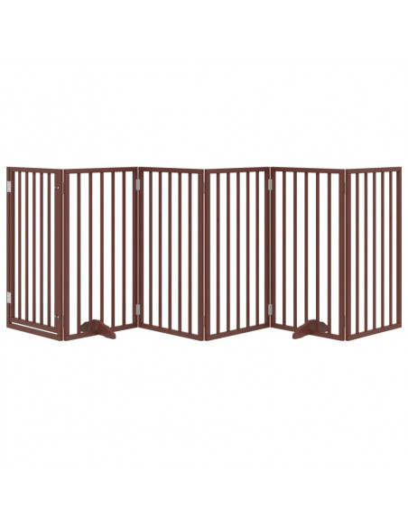 Cancello Cani Porta Pieghevole Marrone 6 Pannelli 300cm Pioppo