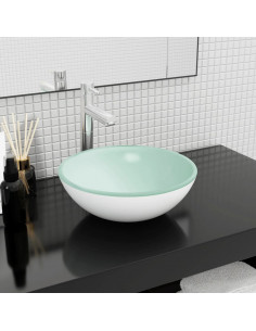 Lavandino in Vetro Temperato 35x12 cm Bianco