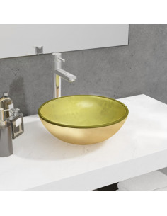 Lavandino in Vetro Temperato 35x12 cm Oro