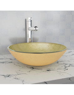 Lavandino in Vetro Temperato 42 cm Dorato