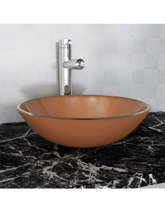 Lavandino in Vetro Temperato 42 cm Marrone