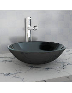 Lavandino in Vetro Temperato 42 cm Nero