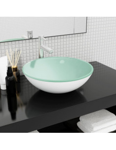 Lavandino in Vetro Temperato 42x14 cm Bianco