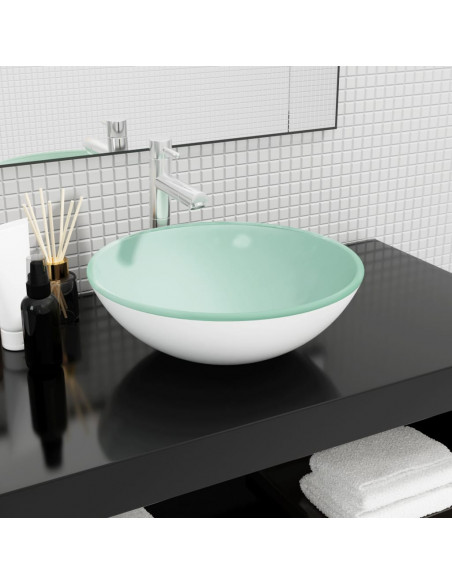 Lavandino in Vetro Temperato 42x14 cm Bianco