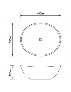 Lavandino Lusso Ovale Crema Opaco 40x33 cm in Ceramica