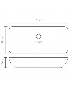 Lavandino Lusso Rettangolare Nero Opaco 71x38 cm in Ceramica