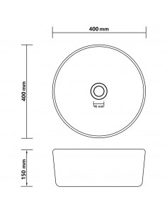 Lavandino Lusso Rotondo Bianco Opaco 40x15 cm in Ceramica