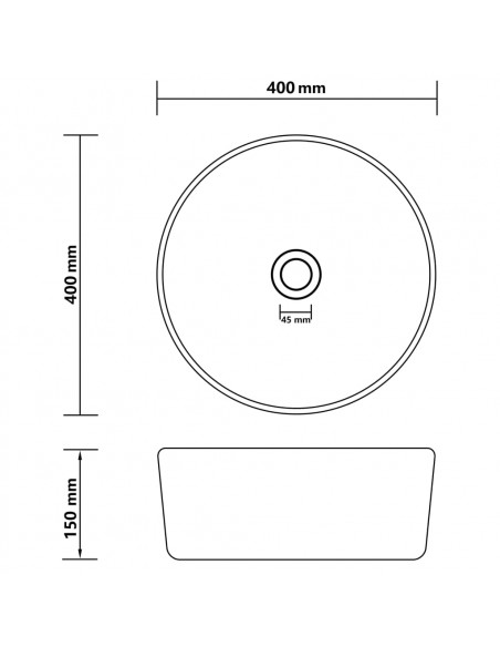 Lavandino Lusso Rotondo Bianco Opaco 40x15 cm in Ceramica