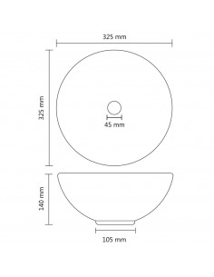 Lavandino Lusso Rotondo Marrone Scuro Opaco 32,5x14 cm Ceramica