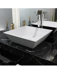 Lavandino Quadrato in Ceramica Bianca 41,5x41,5x12 cm