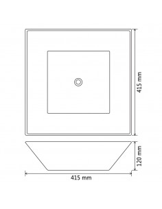 Lavandino Quadrato in Ceramica Nero 41,5x41,5x12 cm