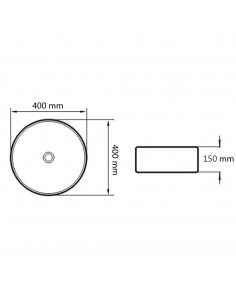 Lavandino Rotondo in Ceramica Bianca 40 x 15 cm