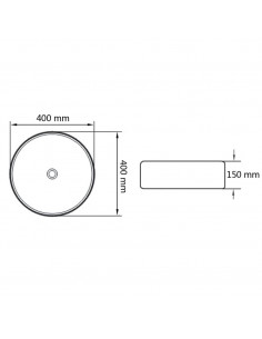 Lavandino Rotondo in Ceramica Bianca 40 x 15 cm