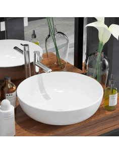 Lavandino Tondo in Ceramica Bianca 41,5x13,5 cm