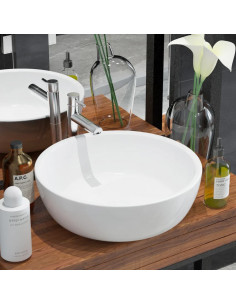 Lavandino Tondo in Ceramica Bianca 42x12 cm