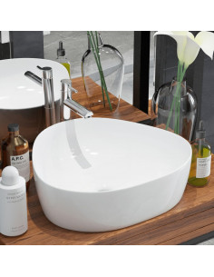 Lavandino Triangolare in Ceramica Bianca 50,5x41x12 cm