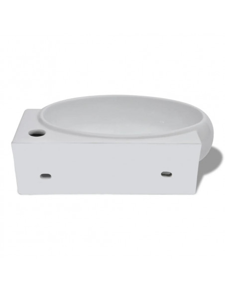 Lavello Ceramica con Foro Rubinetto e Troppo Pieno Bianco
