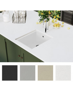 Lavello da Cucina con Foro Troppopieno Bianco in Granito