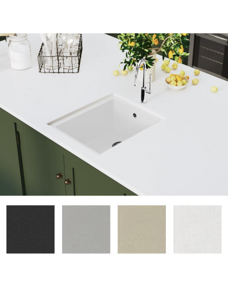 Lavello da Cucina con Foro Troppopieno Bianco in Granito