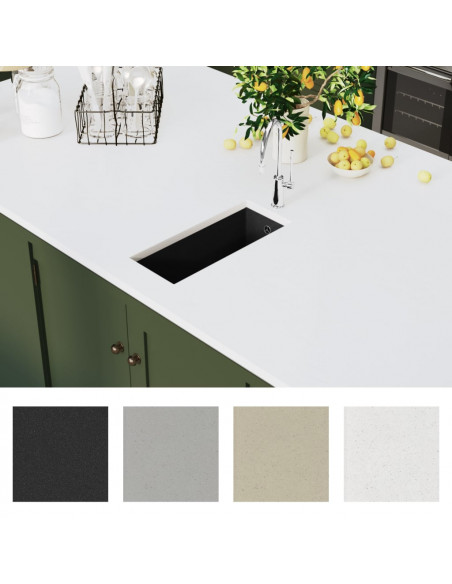Lavello da Cucina con Foro Troppopieno Nero in Granito
