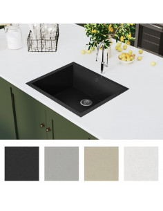 Lavello da Cucina con Foro Troppopieno Nero in Granito