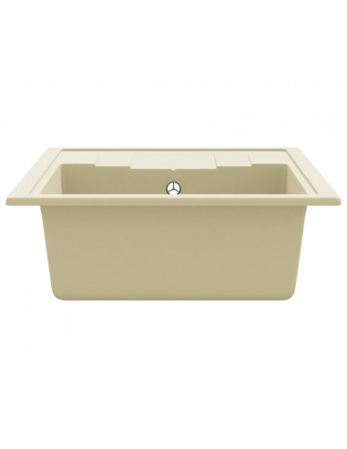 Lavello da Cucina con Foro Troppopieno Ovale Beige in Granito
