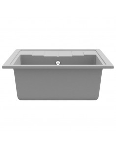 Lavello da Cucina con Foro Troppopieno Ovale Grigio in Granito