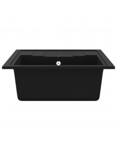 Lavello da Cucina con Foro Troppopieno Ovale Nero in Granito