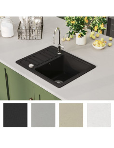 Lavello da Cucina in Granito Vasca Singola Nera