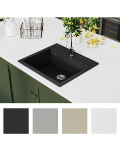 Lavello da Cucina in Granito Vasca Singola Nero