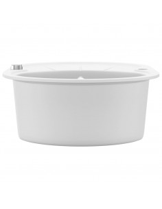 Lavello da Cucina in Granito Vasca Singola Ovale Bianco