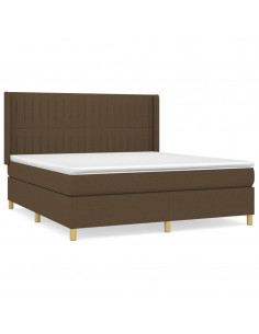 Giroletto a Molle con Materasso Marrone Scuro 160x200cm Tessuto 2