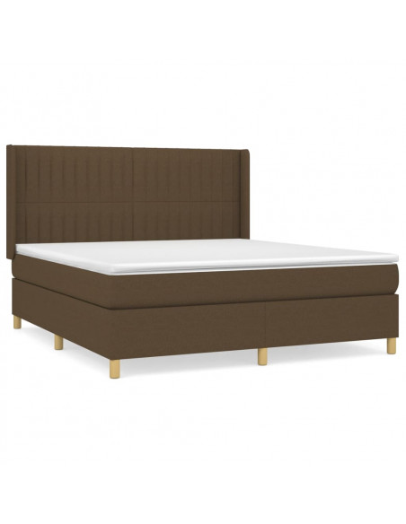 Giroletto a Molle con Materasso Marrone Scuro 160x200cm Tessuto