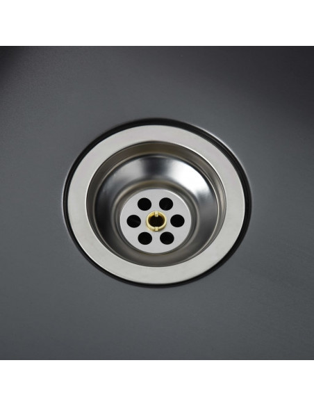 Lavello da Cucina Lavorato a Mano Nero Acciaio Inox