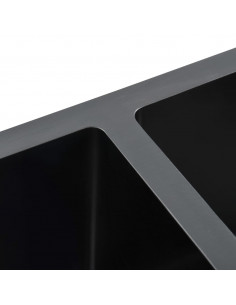 Lavello da Cucina Lavorato a Mano Nero in Acciaio Inox