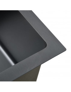 Lavello da Cucina Lavorato a Mano Nero in Acciaio Inox