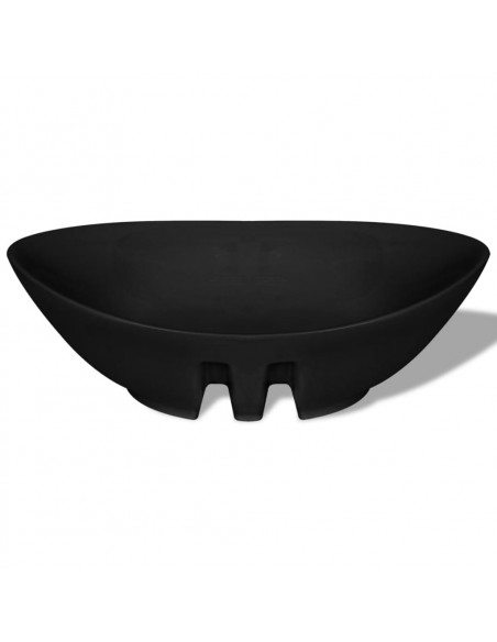 Lavello Ovale in Ceramica di Lusso Nero Troppopieno 59x38,5 cm