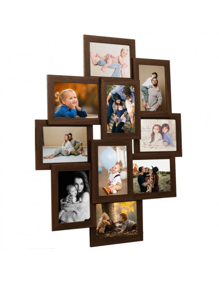 Cornice per Collage 10x(10x15 cm) Foto Marrone Scuro in MDF